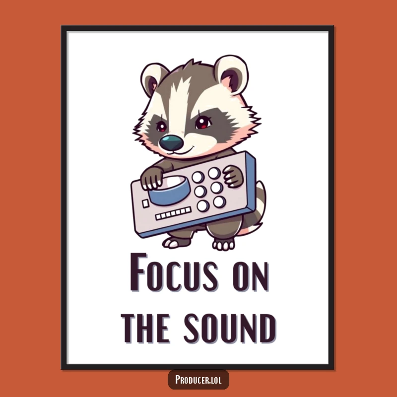Funny Badger Poster: Determined Music Producer Art for Studio Walls