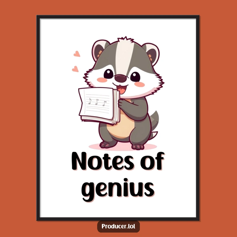 Funny Badger Producer Poster: Hilarious Music Notes Artwork for Your Studio Wall