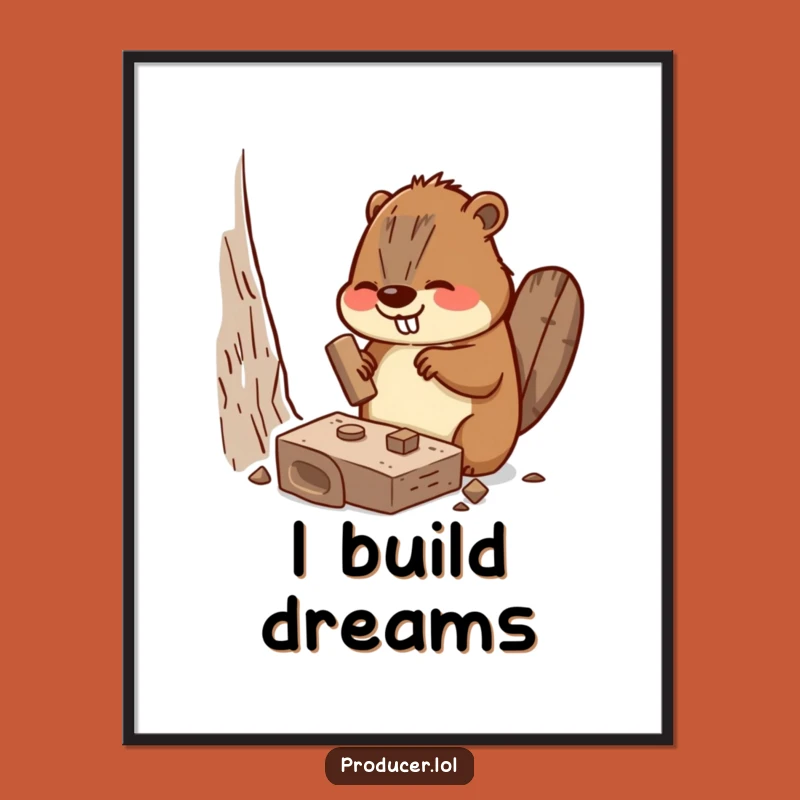 Funny Beaver Poster: Busy Animal Art of Hilarious Set Piece Construction, Giftable Decor