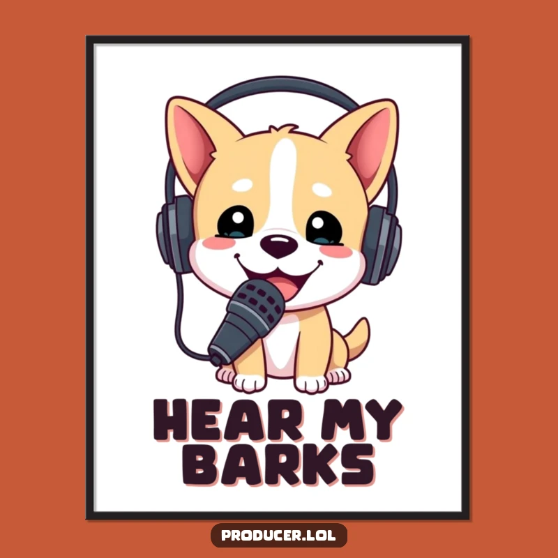 Funny Dog DJ Poster: Headset Mic Art, Hilarious Wall Decor Gift