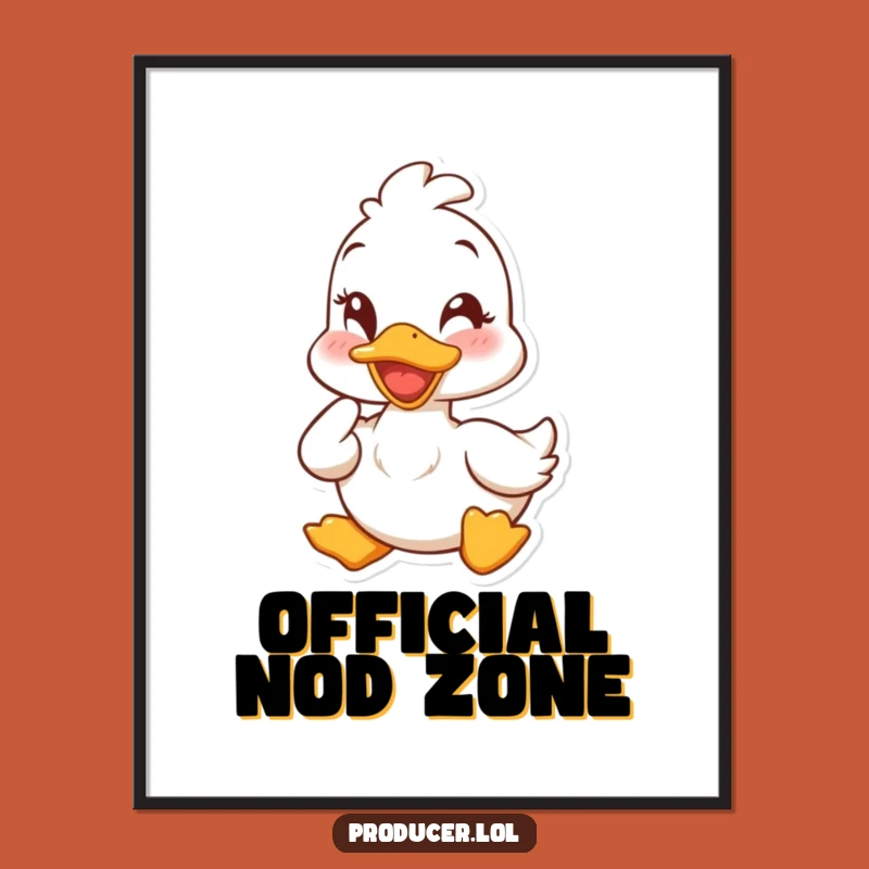 Funny Duck Nod Poster: Brighten Your Walls with Cheerful Art