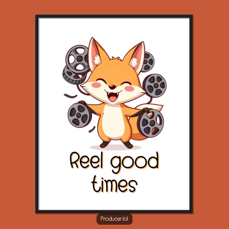 Funny Fox Juggling Poster: Decorate Your Home Theater with Film Fun