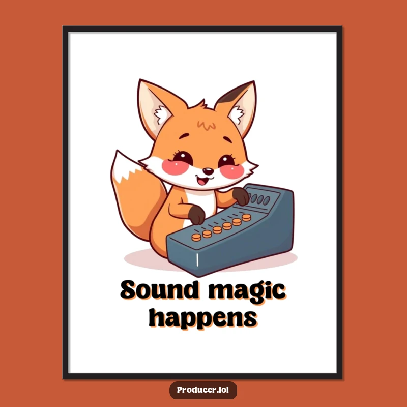 Funny Fox Poster: Cheerful DJ Art for Music Studio Decor