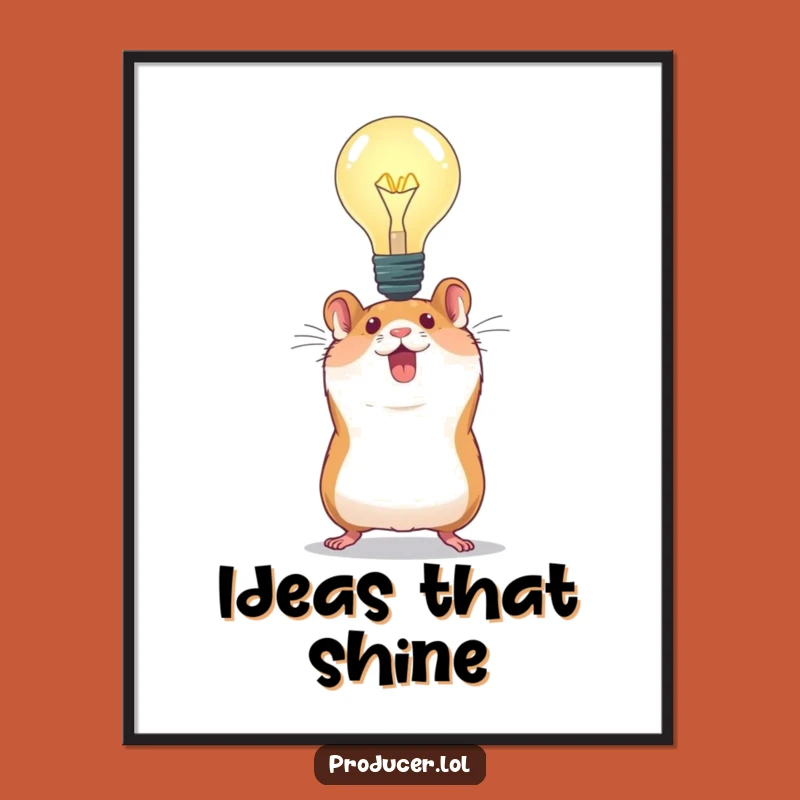 Funny Hamster Idea Poster: Energetic Hamster Light Bulb Art - Hilarious 'Aha!' Decor Gift!