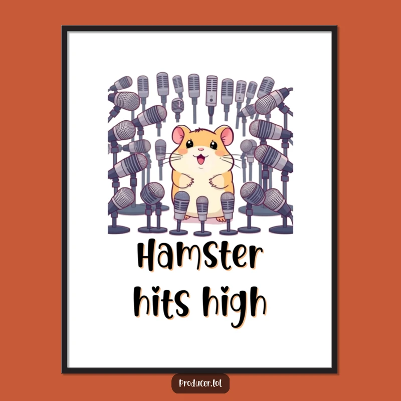 Funny Hamster Stage Poster: Rodent's Mic Ensemble - Wall Art Comedic Gift