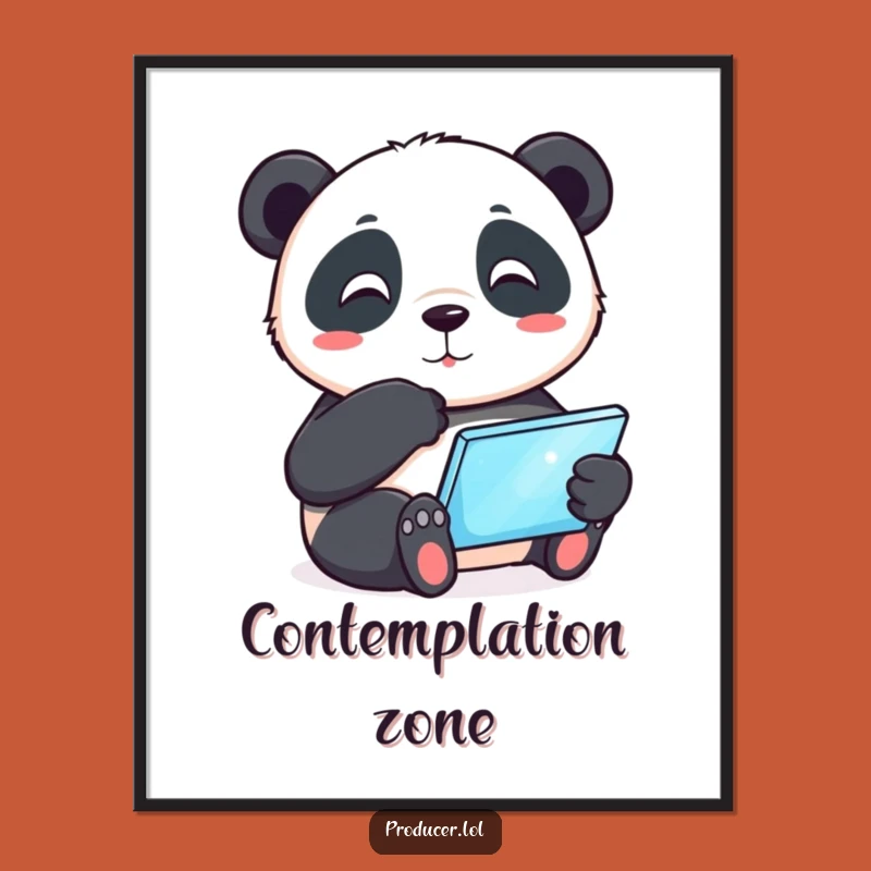 Funny Panda Poster: Thoughtful Tech Art, a Hilarious Wall Decor Gift