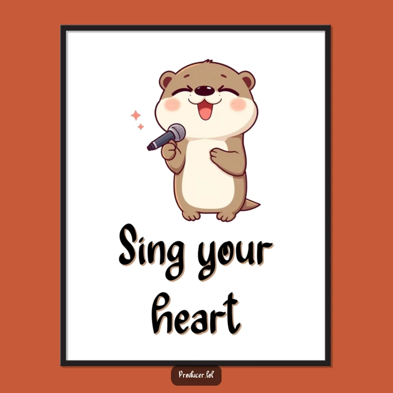 Funny Otter Poster: Delighted Singer Art for Music Rooms