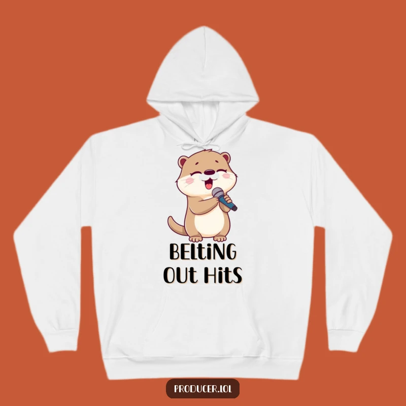 Funny Otter Singing Hoodie - Cozy Microphone Performer Sweatshirt