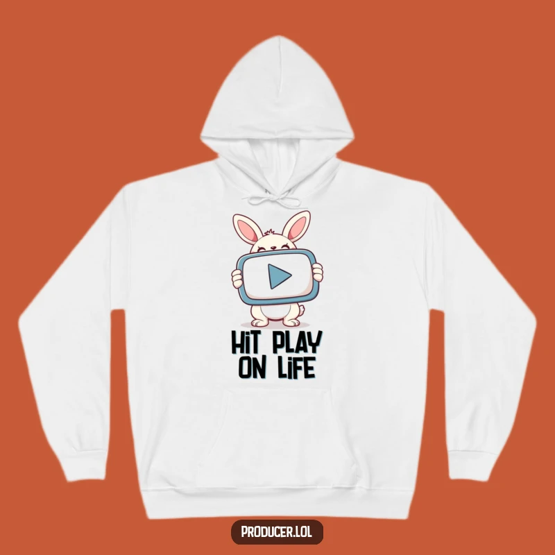 Funny Bunny Gamer Hoodie: Cozy Play Button Power for All