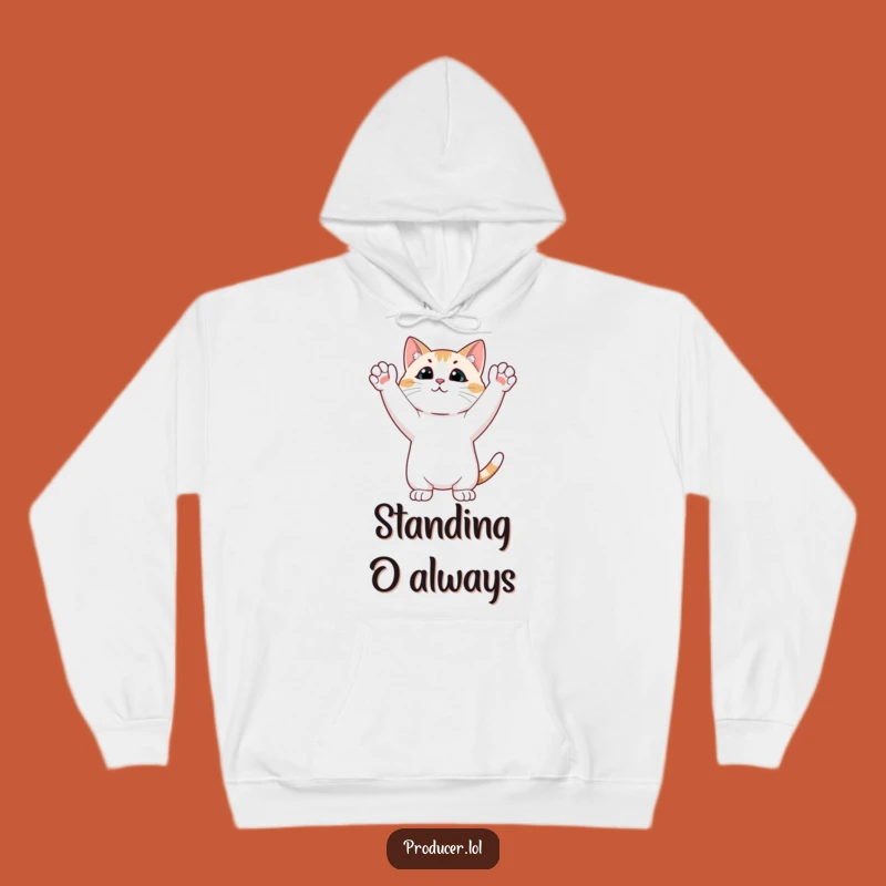 Funny Cat Ovation Hoodie: Stay Cozy with This Hilarious Cat Lover Sweatshirt!