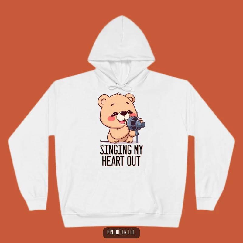 Funny Cozy Bear Hoodie: Warm Up with This Hilarious Singing Microphone Design