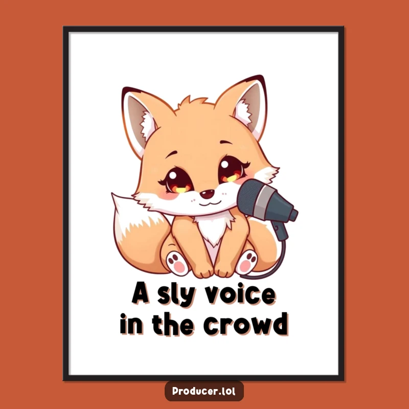 Free Printable Wall Art: Cuddly Fox Mic Serenade, Whimsical Downloadable Art!
