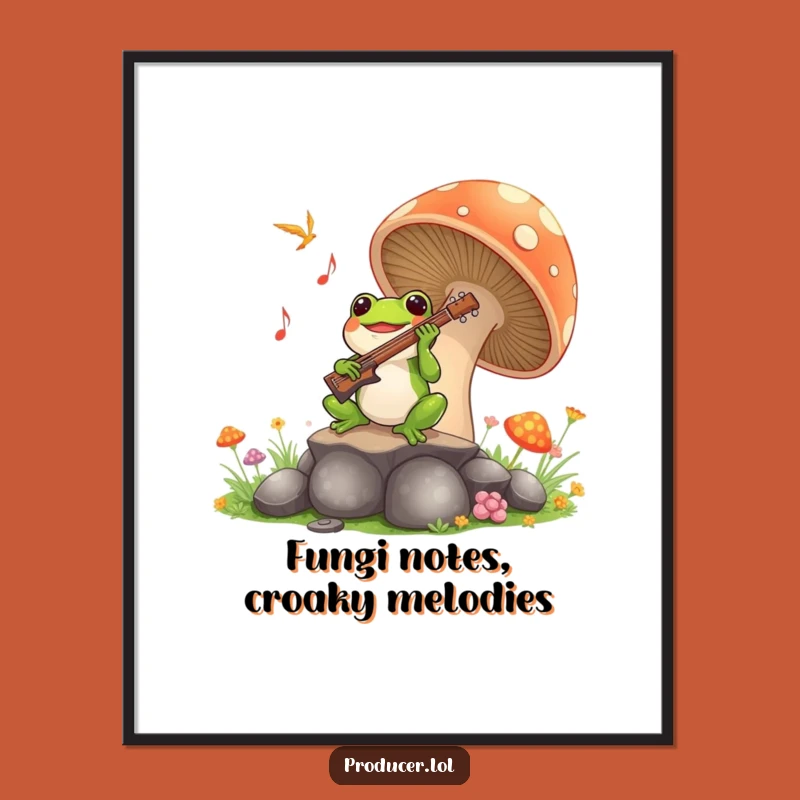 Free Printable Frog Symphony Art - Funny Downloadable Mushroom Music Poster