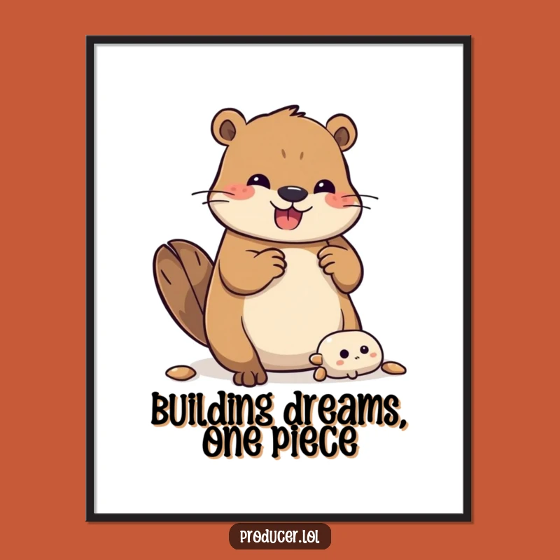 Free Printable Wall Art: Beaver's Joyful Build Funny Downloadable Decor