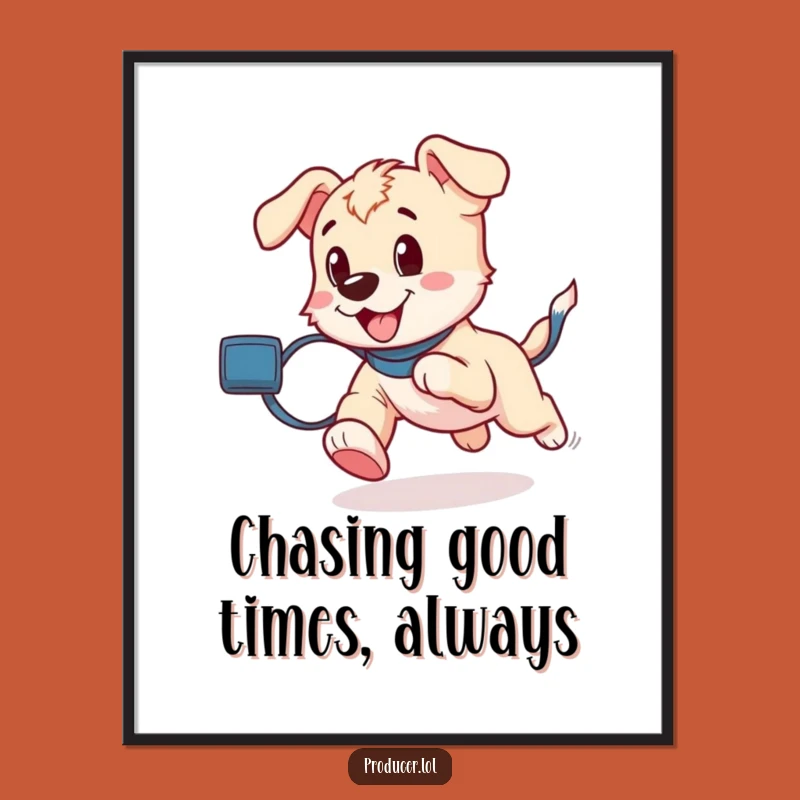 Free Printable Wall Art: Energetic Puppy Running With Film for Your Walls!