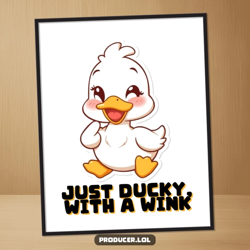 Funny Free Printable Wall Art: A cheerful duck giving a quick nod of approval while winking, adding quirky charm.