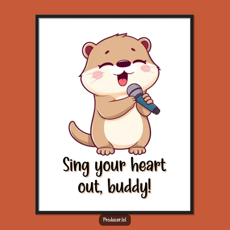 Free Printable Wall Art: Singing Otter's Hilarious Melody, Whimsical Downloadable Art for Your Walls