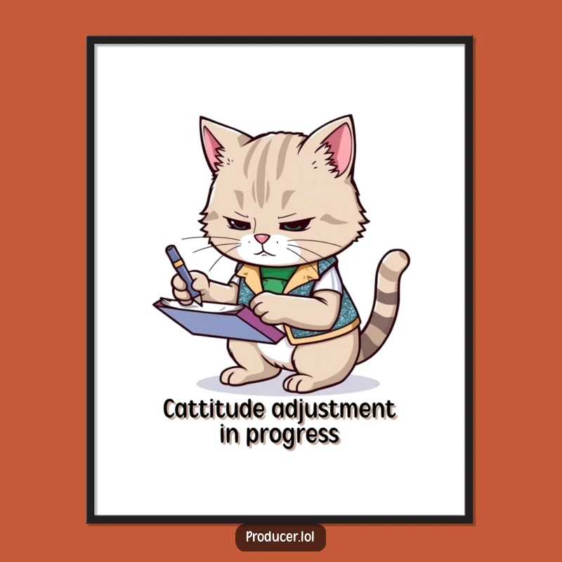 Funny Free Printable Cat Wall Art: Determined Scribbler for Your Quirky Decor