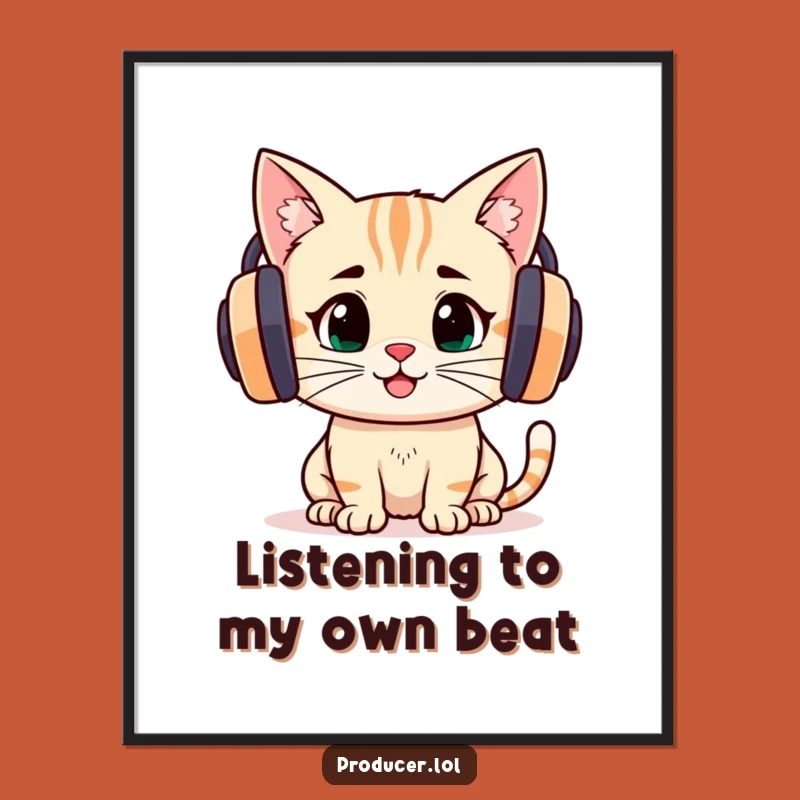 Funny Free Printable Wall Art: Cat's Music Mood - Downloadable Decor!