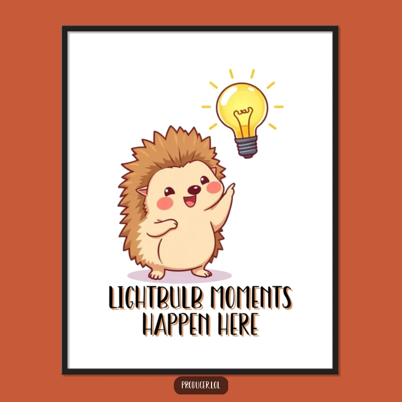 Funny Free Printable Wall Art: Happy Hedgehog Lightbulb for a Bright Downloadable Decor