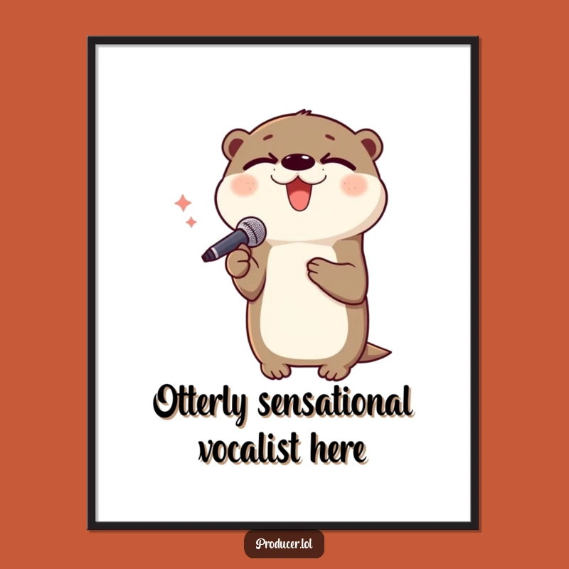 Free Printable Otter Crooner Art: Funny Music Lover Downloadable Wall Art, DIY Decor