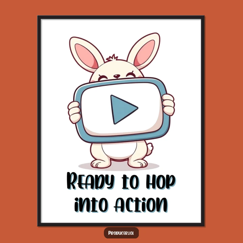 Free Printable Wall Art: Determined Bunny Ready to Play for Your Space!