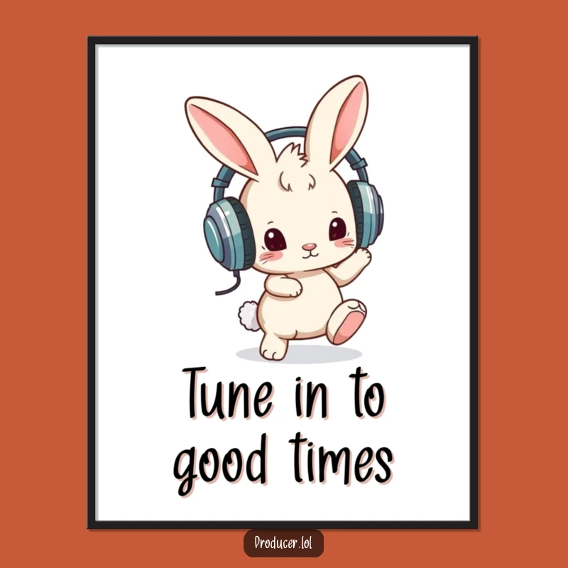 Funny Free Printable Wall Art: Bunny DJ Headphones for a Cool Downloadable Decor