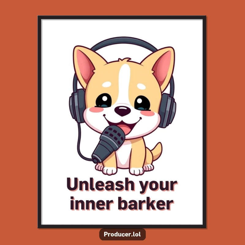 Free Printable Funny Wall Art: Dog Broadcaster, Enthusiastic Downloadable Decor