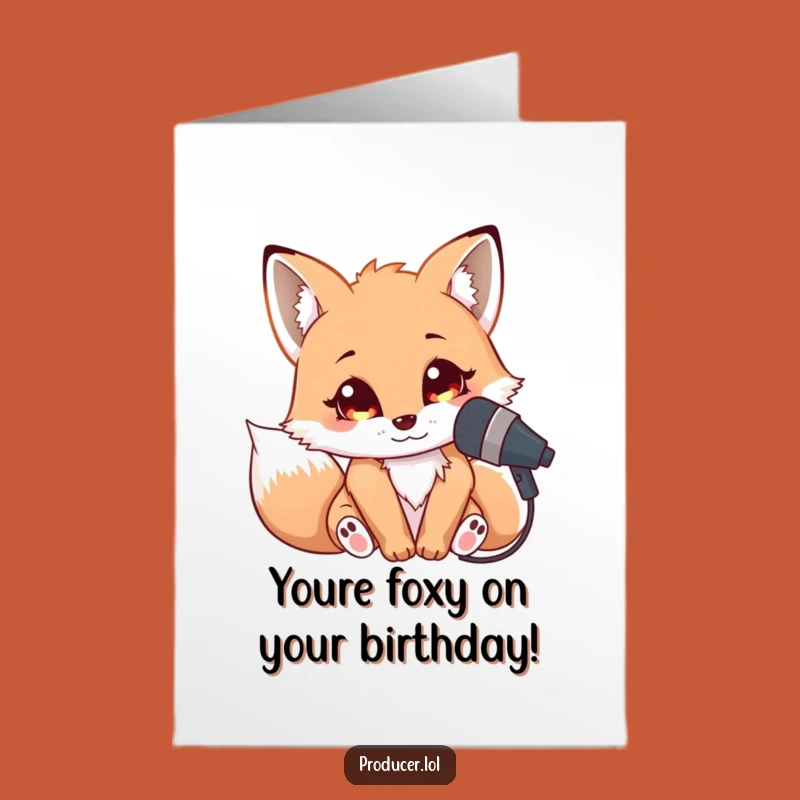 Free Printable Birthday Card: Cuddly Fox Sings Happy Birthday with All Their Heart!