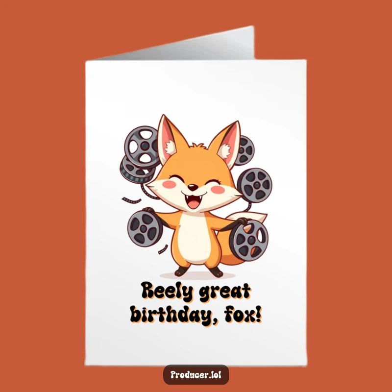 Free Printable Juggling Fox Birthday Card: Funny Downloadable Gift for Movie Buffs