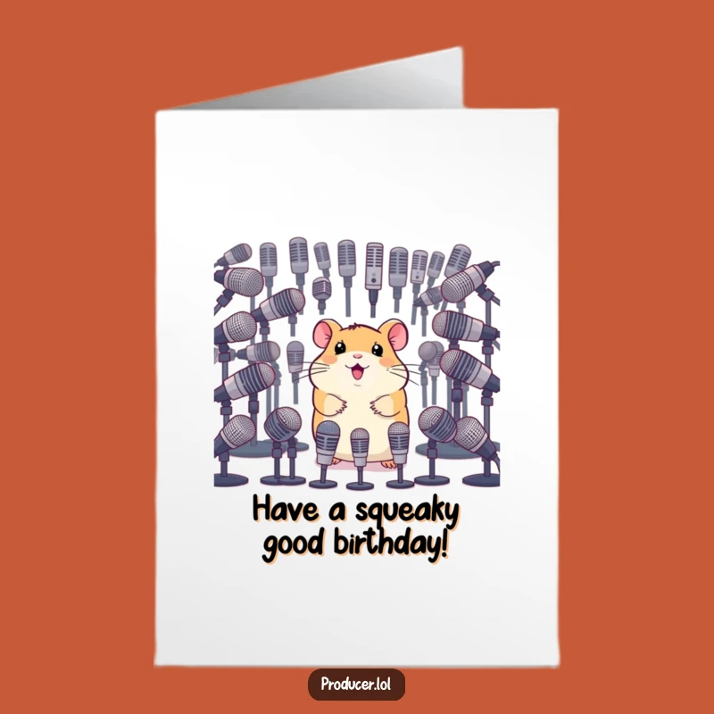 Free Printable Birthday Card: Hamster Star Mic Check, Funny Downloadable Gift
