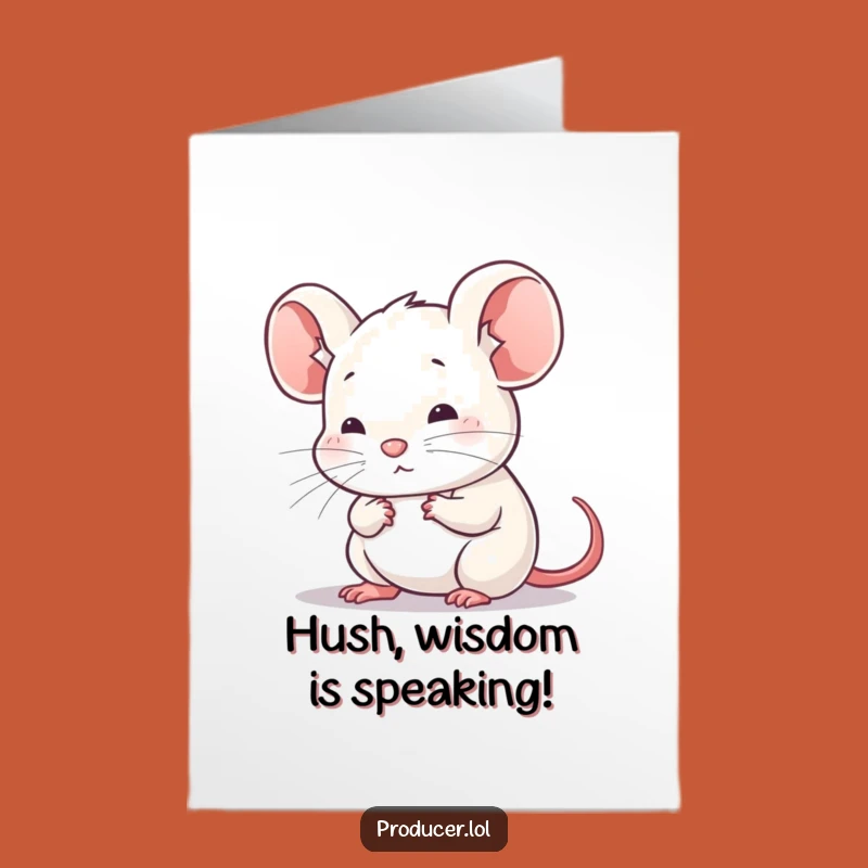 Free Printable Birthday Card: Thoughtful Mouse Listening, Funny Animal Downloadable Gift