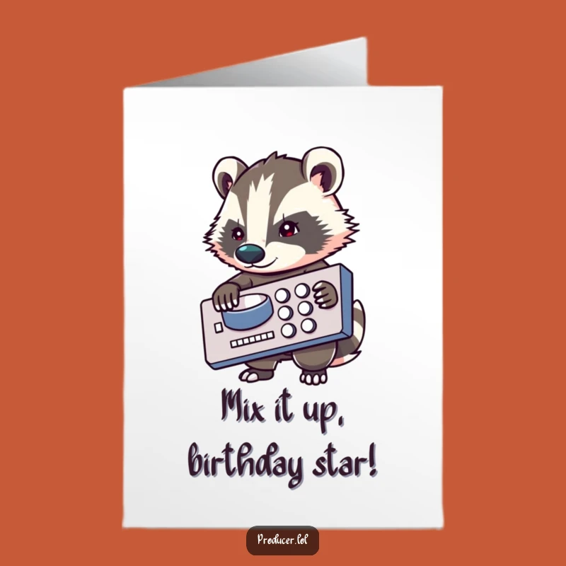 Free Printable Badger Birthday Card: Funny DJ Mixer Design, Perfect Downloadable Gift