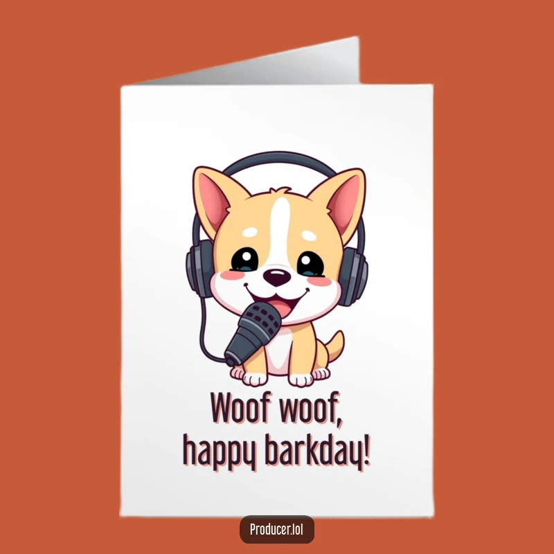 Free Printable Funny Birthday Card: Dog Broadcaster, Enthusiastic Downloadable Birthday Gift