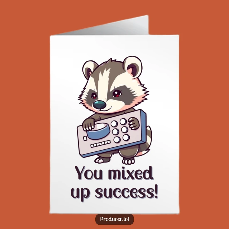 Free Printable Badger Congratulations Card: Funny DJ Mixer Design, Downloadable Success Gift