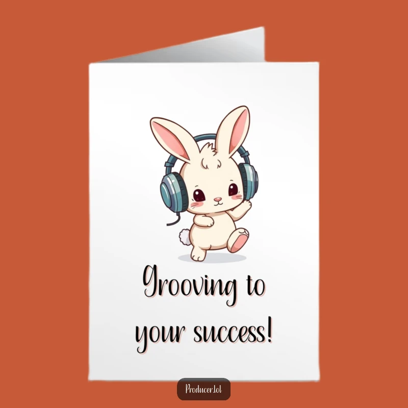 Free Printable Congrats Card: Bunny DJ Headphones, a Rhythmic Downloadable Gift