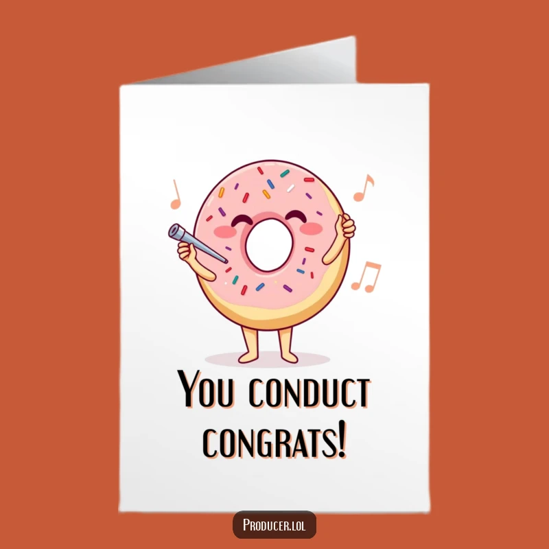 Free Printable Congrats Card: Donut Conducts Applause for Your Success
