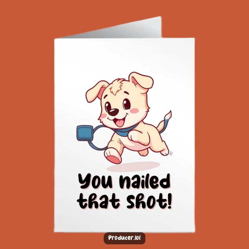 Free Printable Congratulations Card: Puppy Cheers You On With Film Fun!