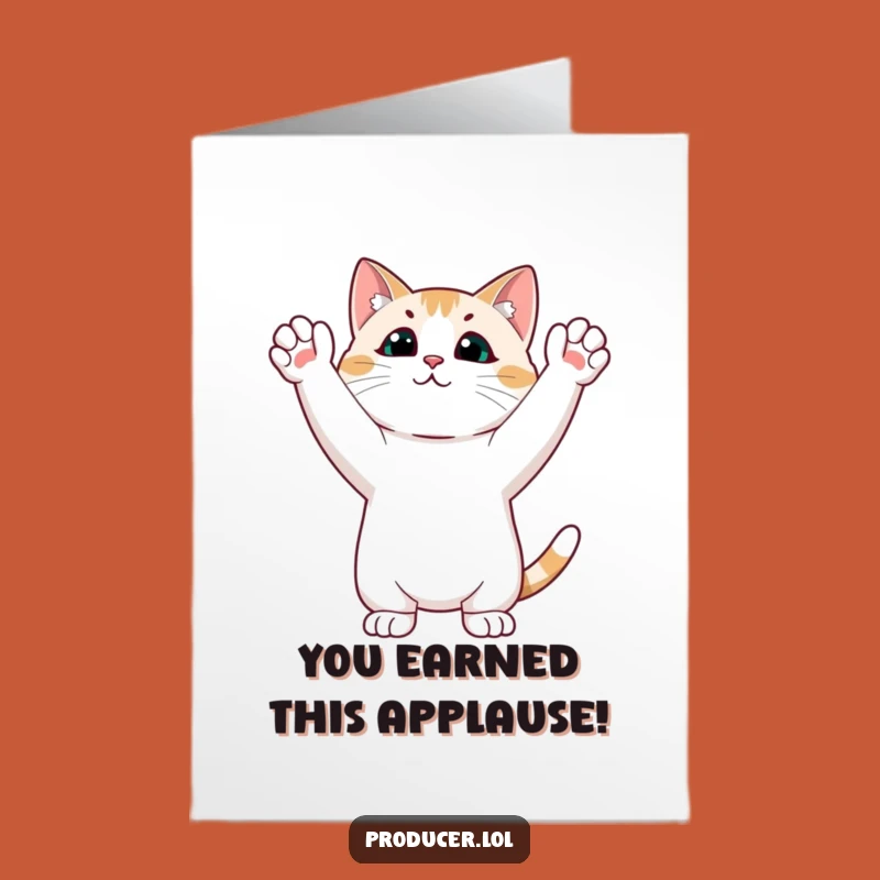 Free Printable Congrats Card: Cat Standing Ovation for Your Amazing Achievement