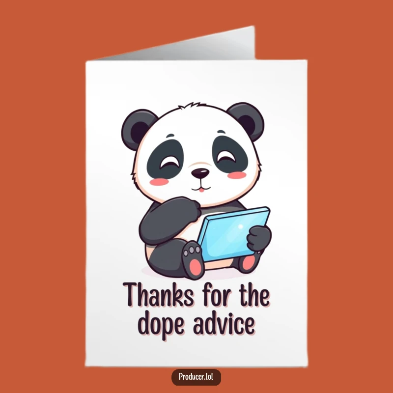 Free Printable Panda Thank You Card: Pondering Panda for Your Gratitude
