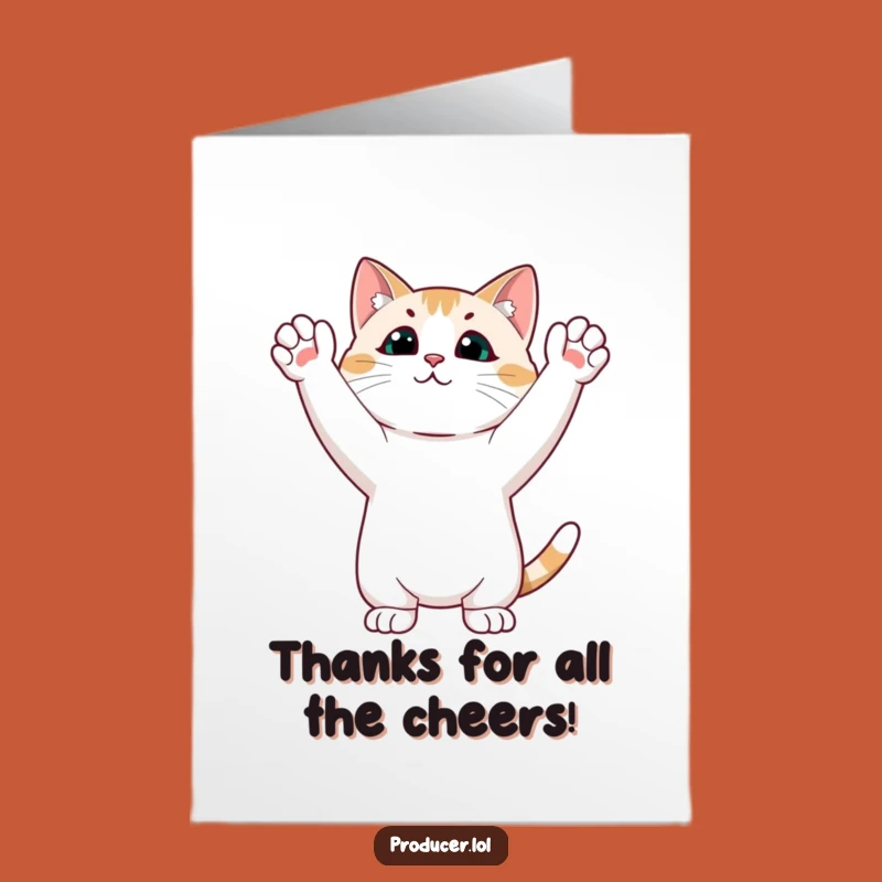 Free Printable Thank You Card: Cat Standing Ovation for Your Kindness