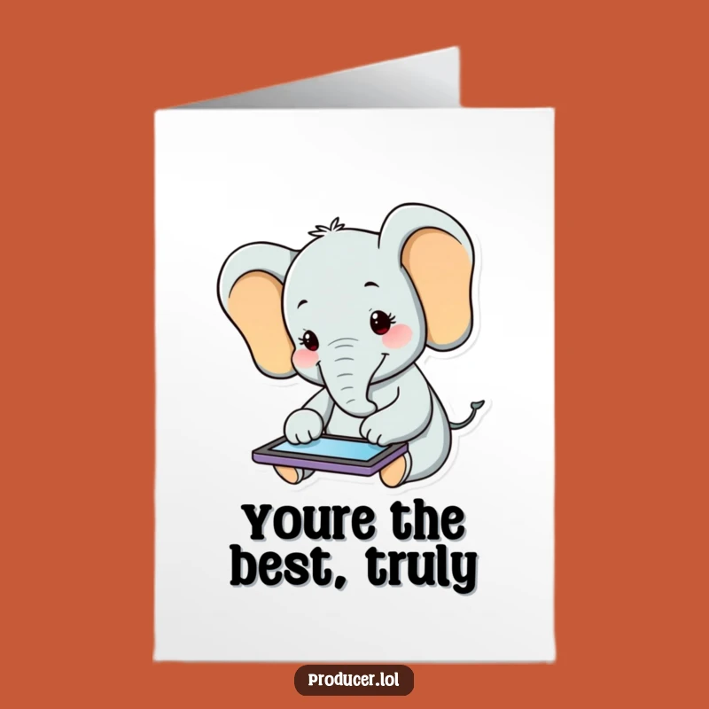 Free Printable Thank You Card: Happy Elephant's Tech Gratitude Funny Gift