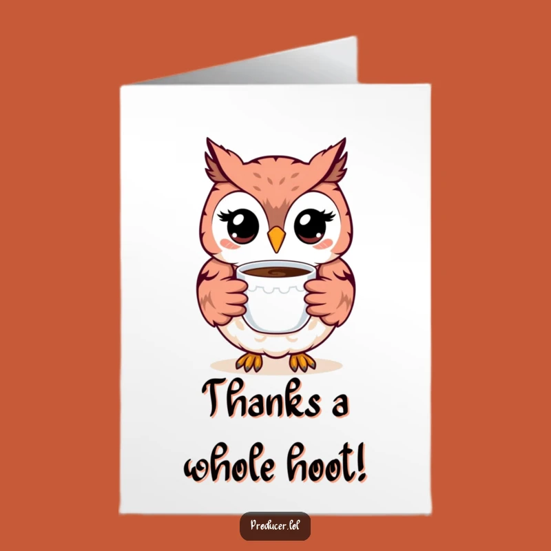 Free Printable Thank You Owl Coffee Card - Funny Downloadable Appreciation Card