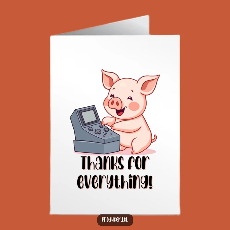 Free Printable Thank You Card: Pig's Button-Pushing Gratitude for Your Kindness