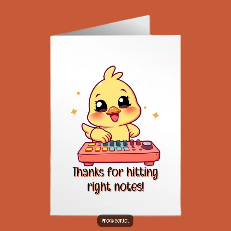 Free Printable Thank You Card: Chick Producer Mixes Gratitude with Musical Flair, Print Now!