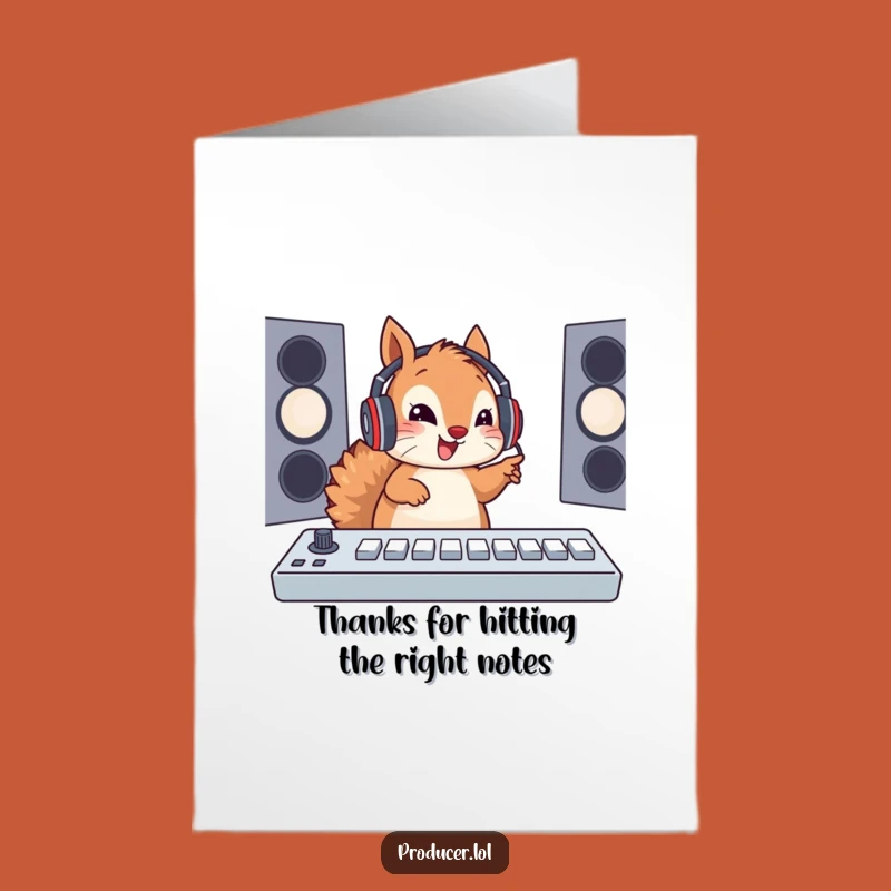 Free Printable Squirrel DJ Thank You Card: Fun Downloadable Gift for Great Vibes