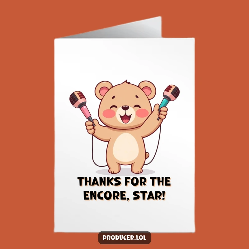 Free Printable Thank You Card: Grateful Bear Cub Performs, Funny Downloadable!