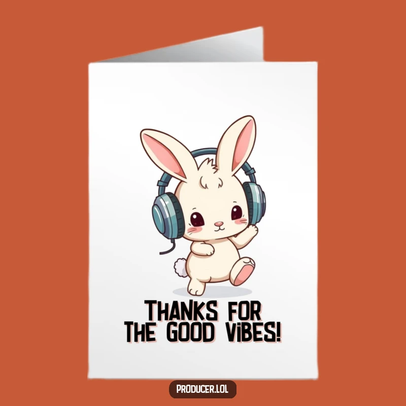 Free Printable Thank You Card: Bunny DJ Headphones, a Musical Downloadable Gift