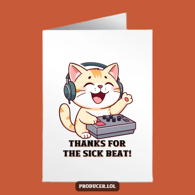 Free Printable Thank You Card: Cat DJ Mixing Beats of Gratitude with Purrfect Humor