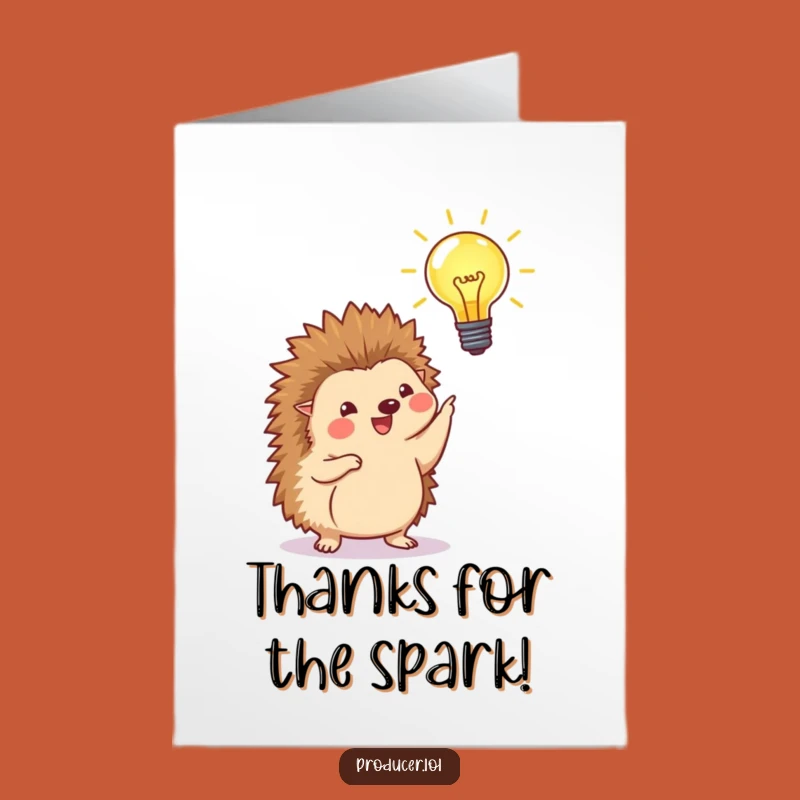 Free Printable Thank You Card: Grateful Hedgehog Lightbulb, a Bright Downloadable Gift